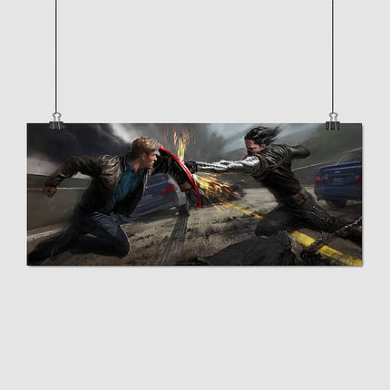 Плакат "Капітан Америка та Зимовий Солдат, Captain America, Winter Soldier", 26×60см, фото 1