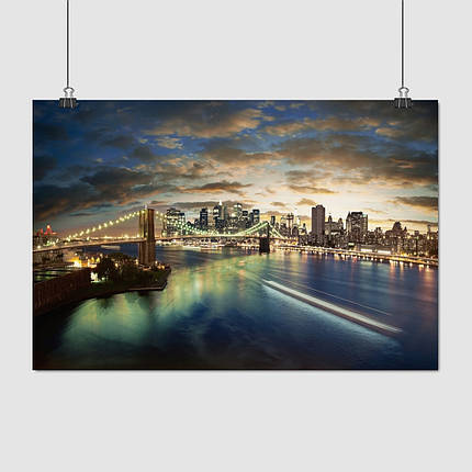Плакат "Вид на Бруклінський міст, Нью-Йорк, Brooklyn Bridge, New York", 40×60см, фото 1