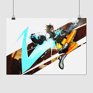 Плакат "Овервотч, Трейсер, Overwatch, Tracer", 43×60см