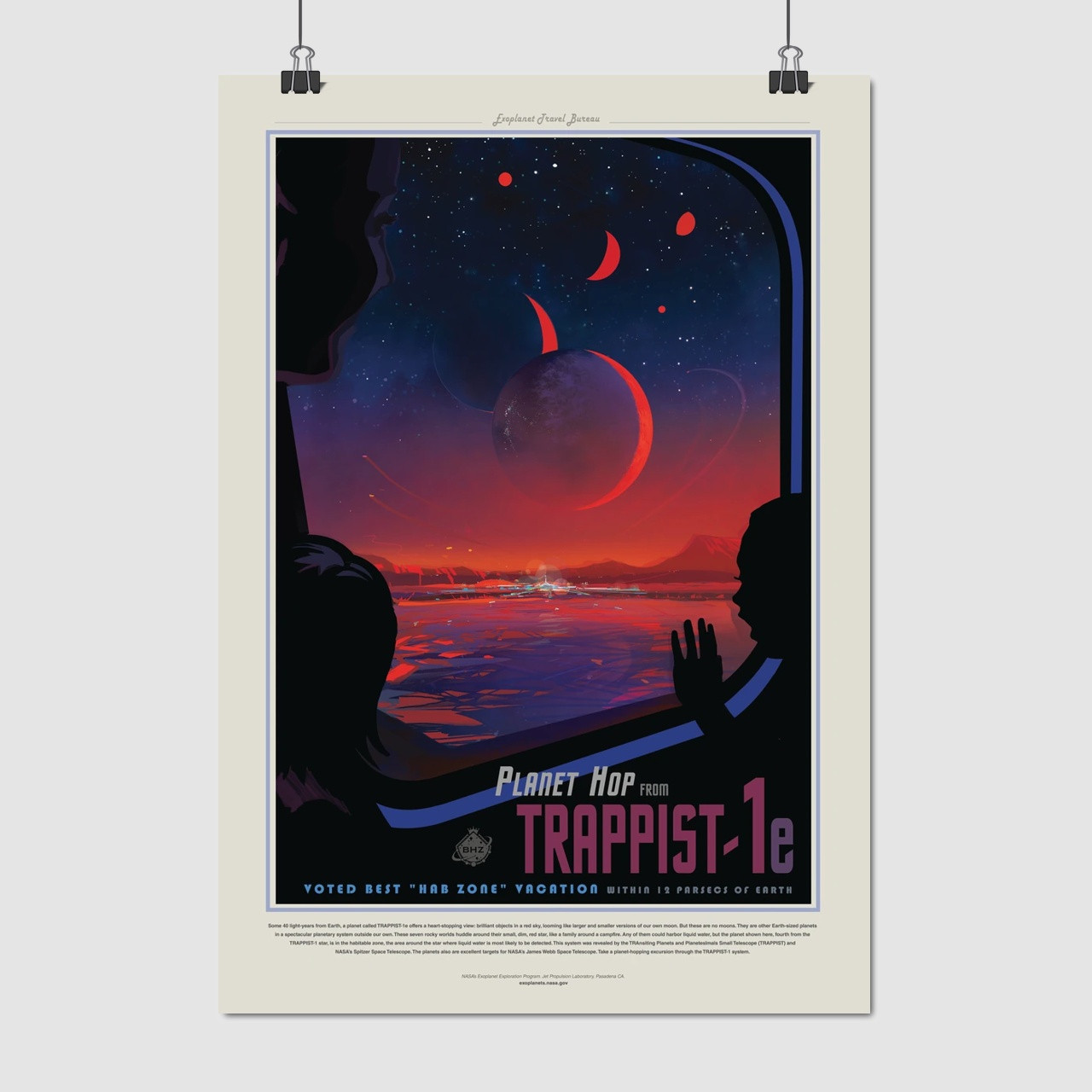 Плакат "Екзопланета у сузір'ї Водолія, Trappist-1e", 60×43см