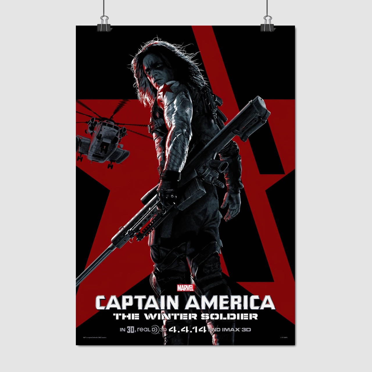 Плакат "Зимовий Солдат, Бакі, Себастіан Стен, Captain America: Winter Soldier (2014)", 60×41см