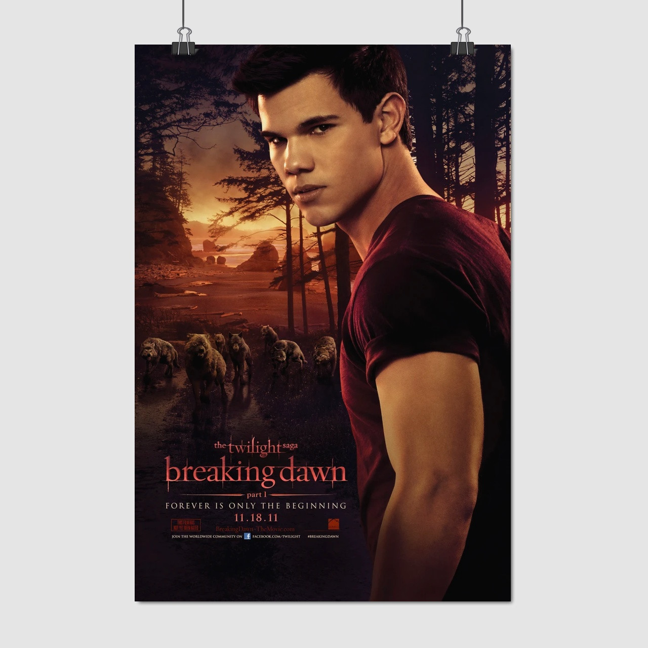Плакат "Сутінки. Сага:Світанок, Джейкоб Блек, Twilight Saga: Breaking Dawn (2011)", 60×41см