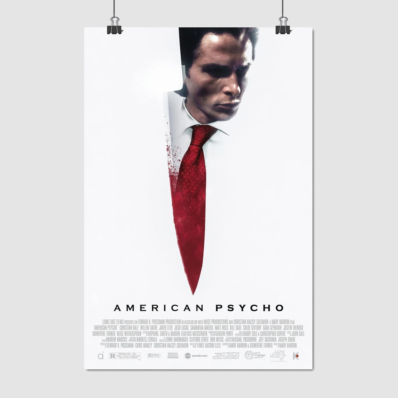 Плакат "Американський психопат, Крістіан Бейл, American Psycho (2000)", 60×40см