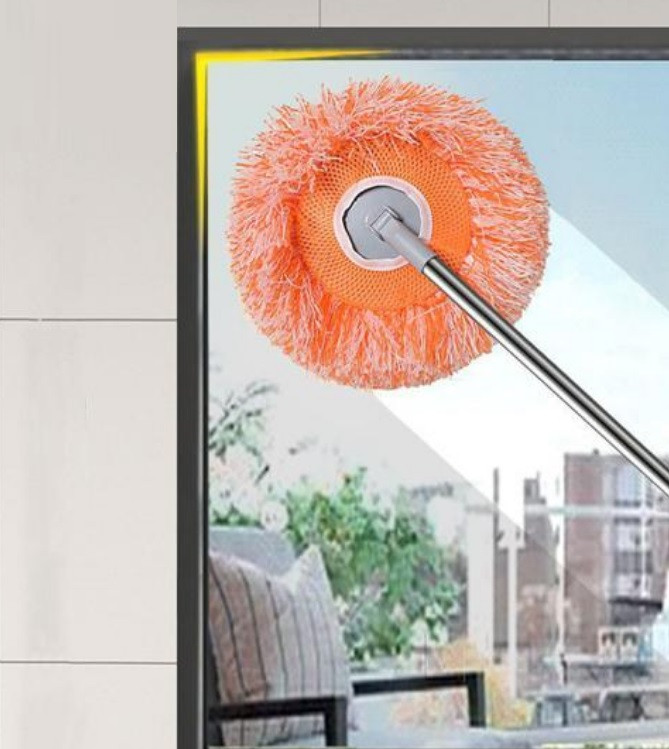 Кругла швабра для протирання пилу «Соняшник» з ручкою 1,94 м