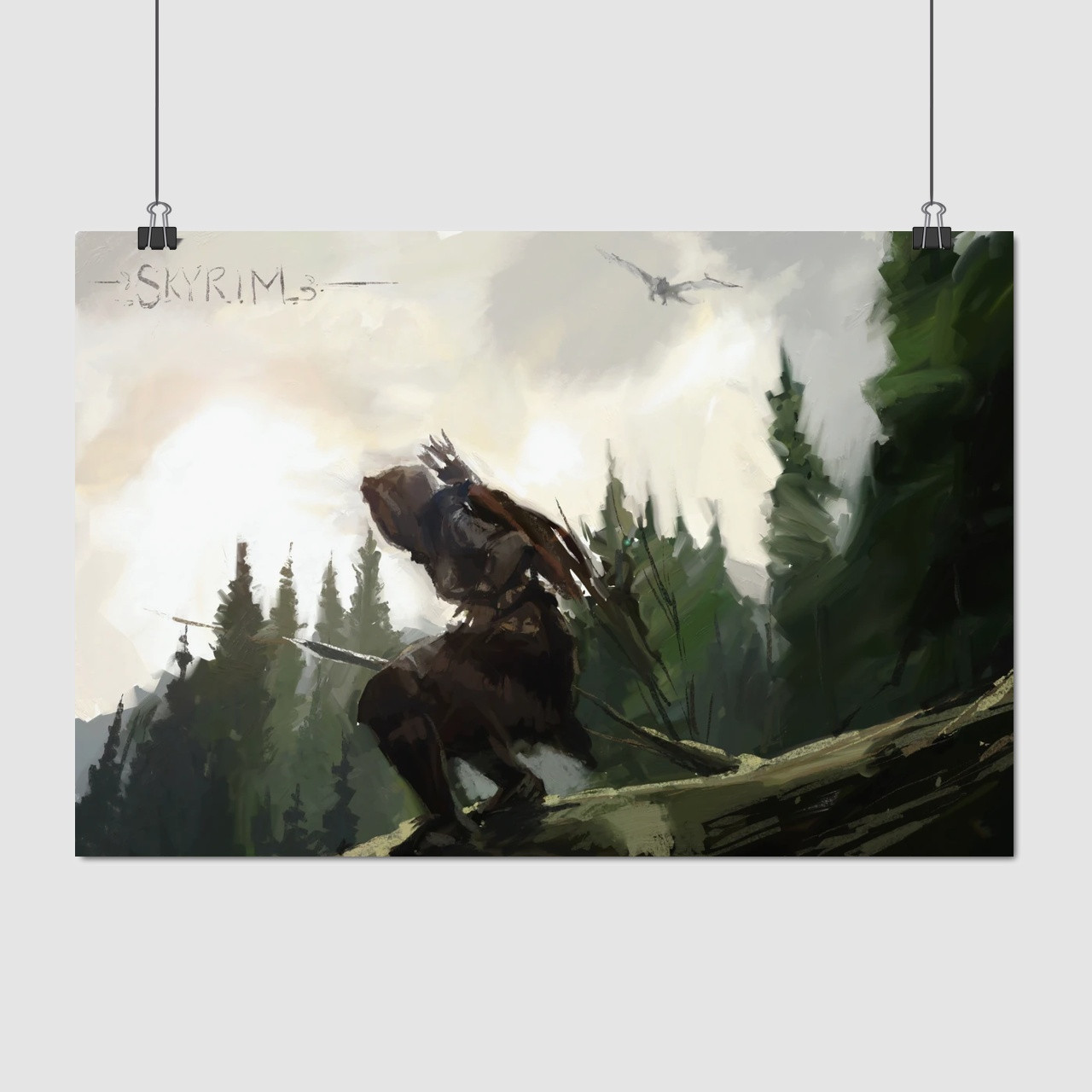 Плакат "Скайрім, малюнок фарбами, репродукція, Skyrim, The Elder Scrolls V, TES", 40×60см