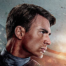 Плакат "Капітан Америка з щитом на фоні прапора США, Captain America", 60×43см, фото 3