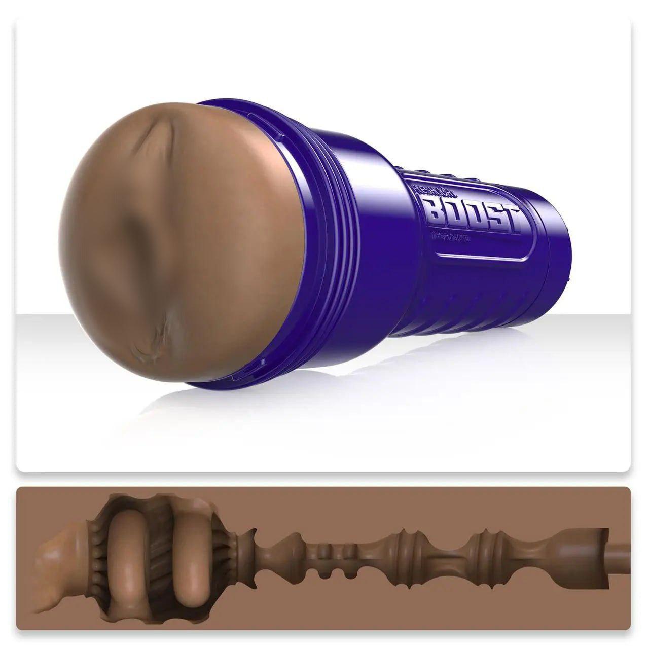 Мастурбатор-вагіна Fleshlight Boost Bang Medium Dark Flesh, плаваючі кільця Turbo Tech Кітті