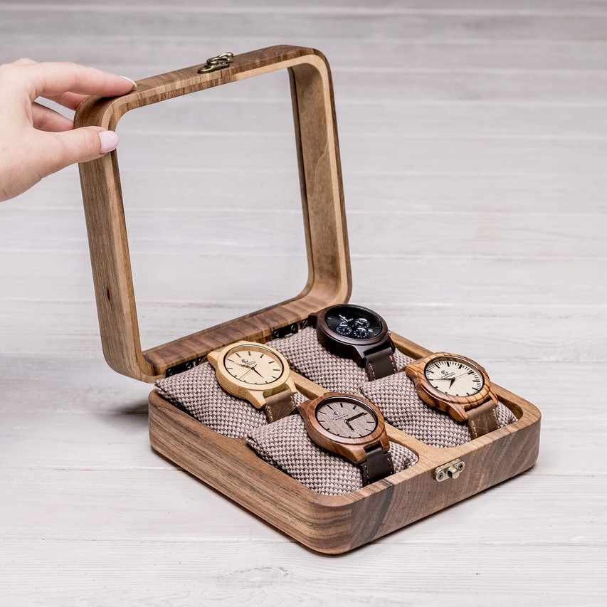 Шкатулка із натурального дерева для наручних годинників Оригінальний іменний подарунок