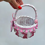 Іменний Дитячий пасхальний Кошик для дівчинки до 1.5 року з рожевими зайчиками, фото 3
