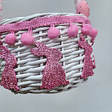 Іменний Дитячий пасхальний Кошик для дівчинки до 1.5 року з рожевими зайчиками, фото 5