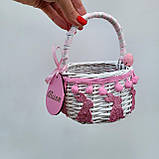 Іменний Дитячий пасхальний Кошик для дівчинки до 1.5 року з рожевими зайчиками, фото 7