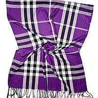 Стильний молодіжний брендовий шарф Барбері Burberry чоловічий/жіночий. Натуральний турецький палантин на осінь і на весну Фіолетовий