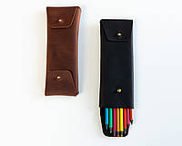 Шкіряний пенал для олівців, ручок і пензлів | Органайзер для художників, дизайнерів та студентів