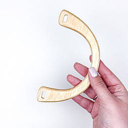 Ручки дерев'яні для сумок натуральні напівкруглі 15х8см пара, ручка для сумки напівкругла (GG-202/н)