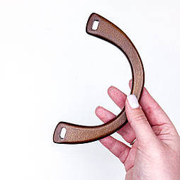 Ручки дерев'яні для сумок коричневі напівкруглі 15х8см пара, ручка для сумки напівкругла (GG-202)
