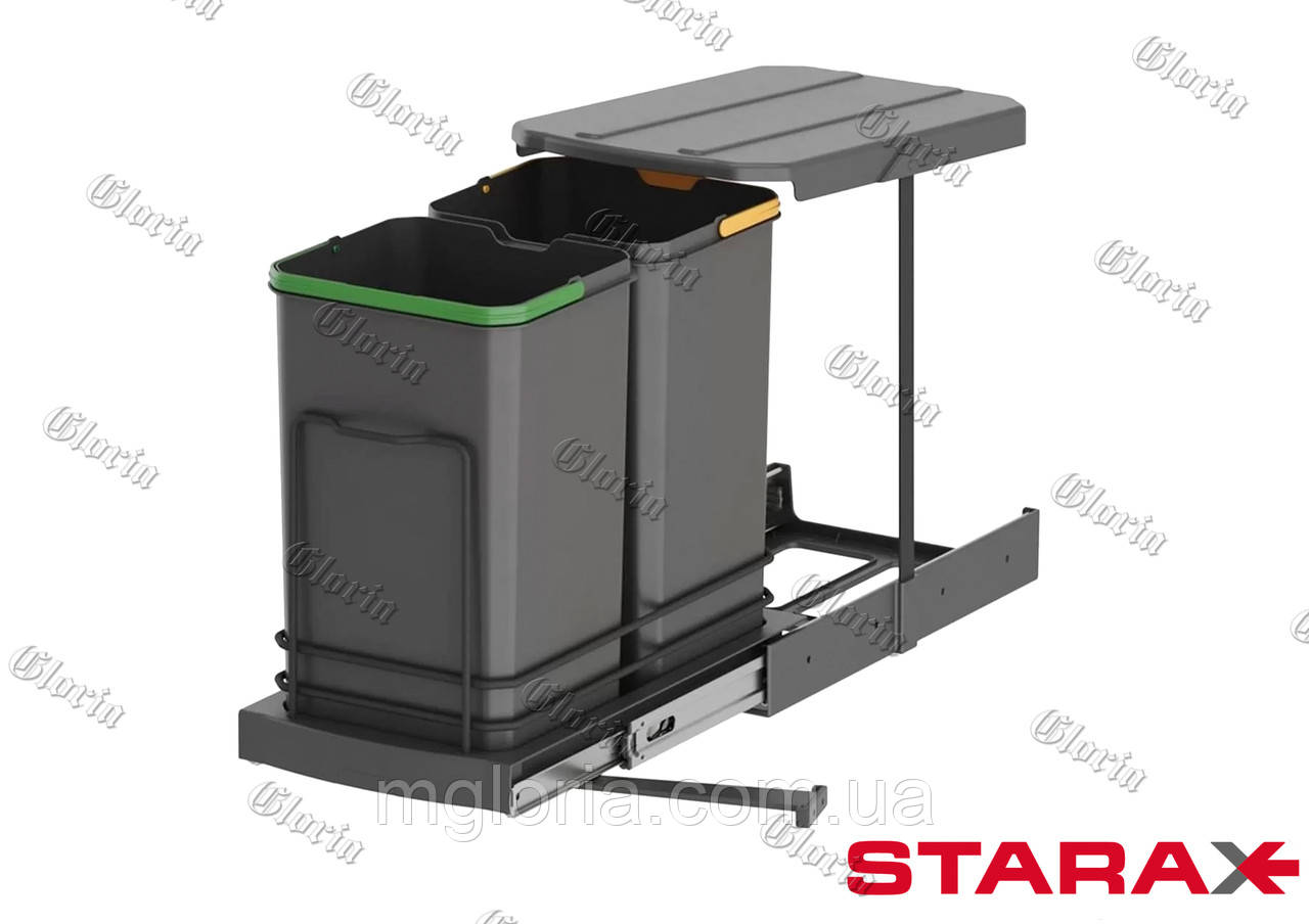 Відро для кухні висувне Starax 2392-А антрацит 12 + 12 л