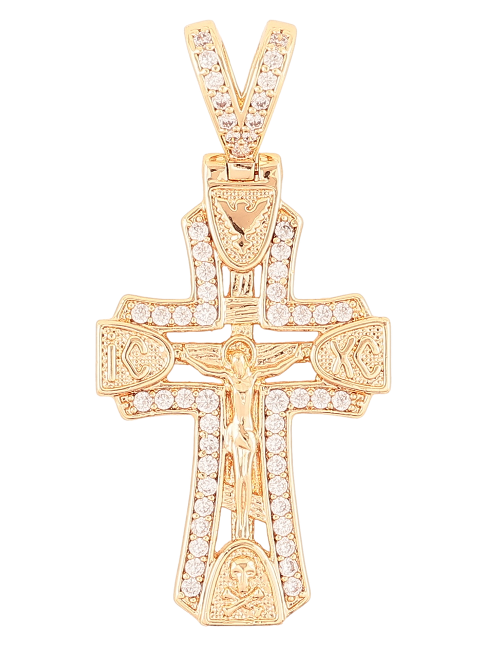 Кулон Xuping M&L Колір 18K «Хрест з Розп'яттям і кристалами» для ланцюжка до 6мм, фото 1