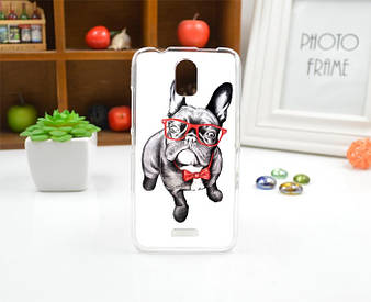 Чохол силіконовий бампер для Huawei Y3 з малюнком бульдог в червоних окулярах з метеликом