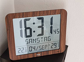 Електронний годинник TFA 60451808 | Безпровідний датчик температури, Радіокеровани годинник, Будильник, Календар, фото 4