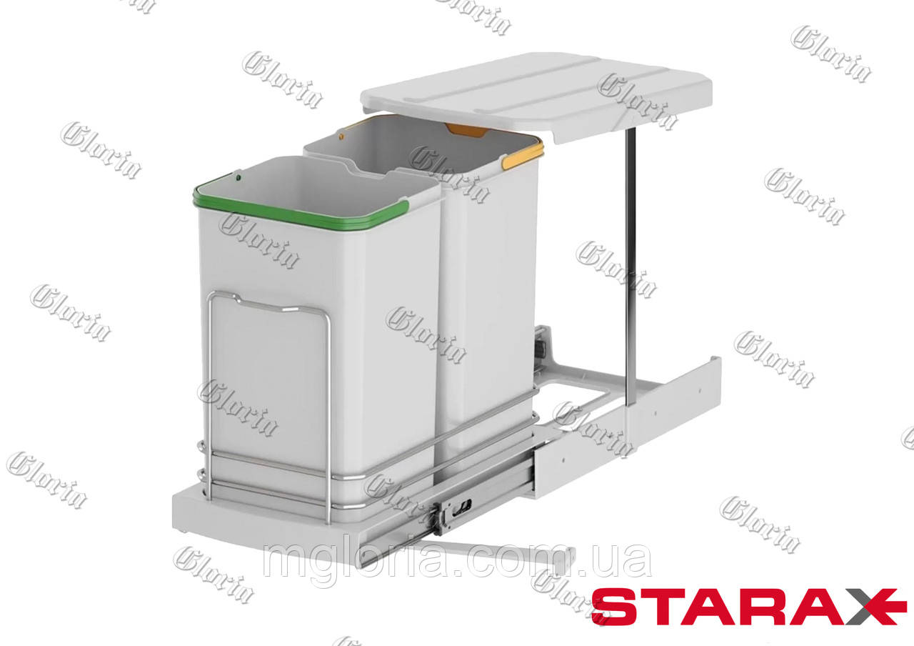 Відро для кухні висувне Starax 2392-G сіре 12 + 12 л