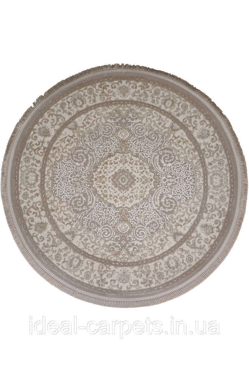 Килим класичний 2.5*2.5м Круглий Orkide 0806 Бежевий Короткий ворс, фото 1