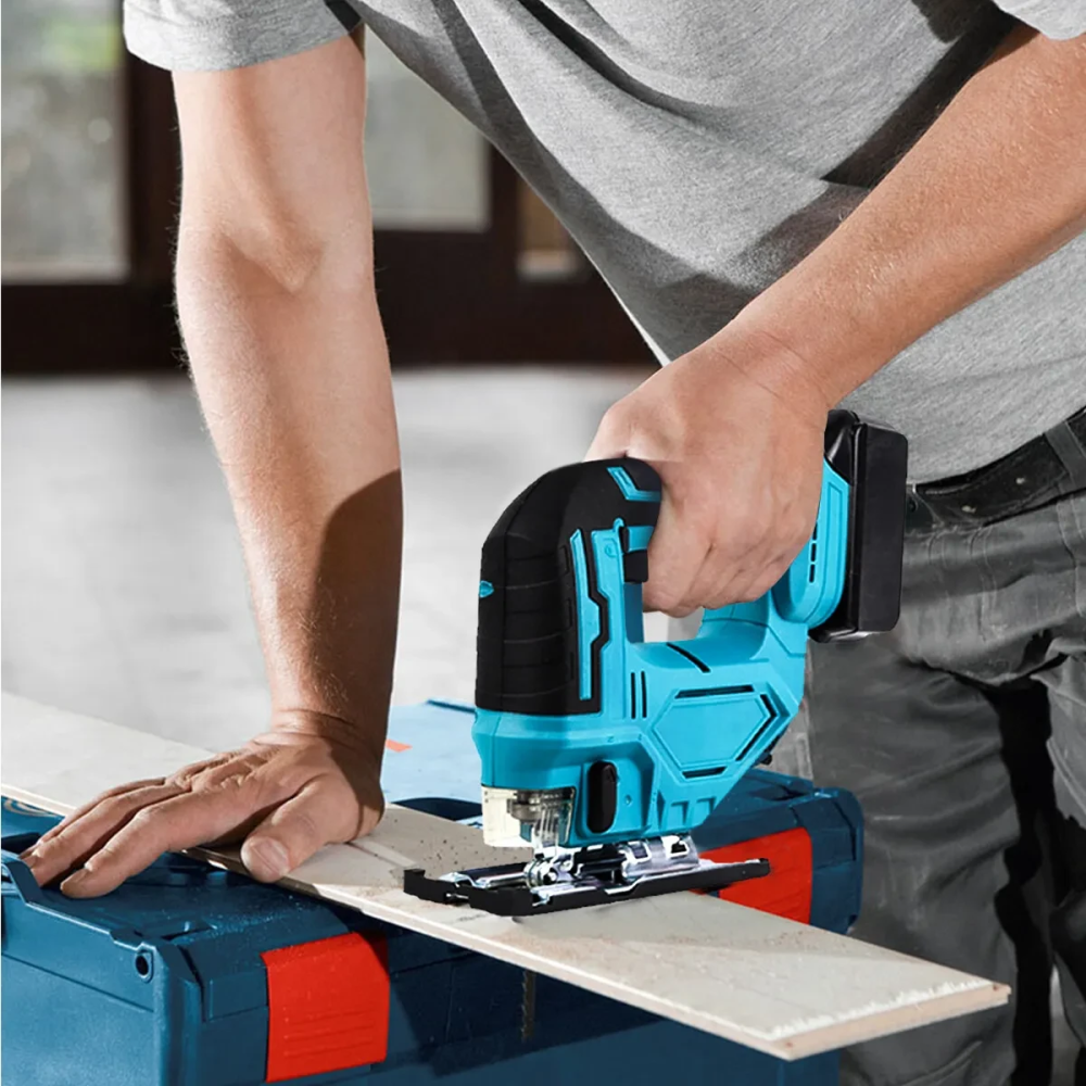 Лобзик акумуляторний 24В 650Вт з 2 акумуляторами у кейсі, бездротовий електролобзик Синій DN-82, фото 1