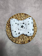 Ортопедична подушка для новонароджених 25 х 20 см Зірочки + сірий