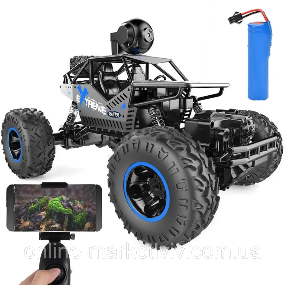 Машинка на радіокеруванні + веб-камера Climbing Bigfoot Monster LH-C009 / Дитяча трюкова машинка-всюдихід, фото 1