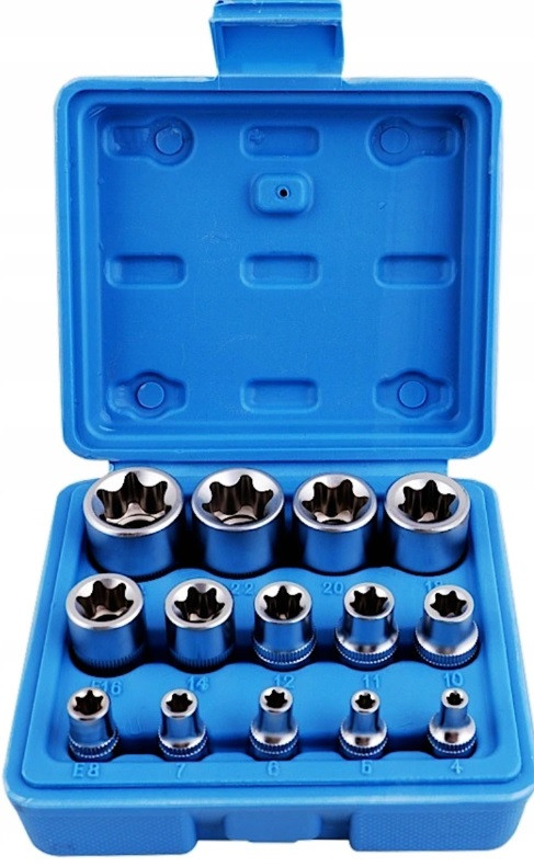 Набір головок TORX 1/4"-1/2" E4-E24 14од у пластиковому кейсі