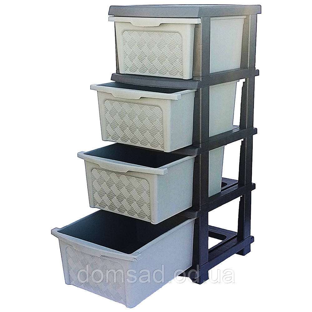 Комод пластиковий сіро-чорний "Компакт Плюс" 4 яруси 86*40*34 см R-Plastic*