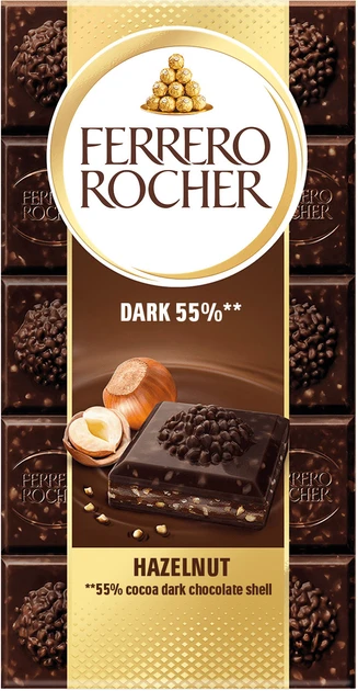 Чорний шоколад Ferrero Rocher з лісовими горіхами 90 г, фото 1