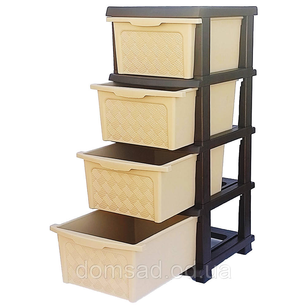 Комод пластиковий бежево-коричневий "Компакт Плюс" 4 яруси 86*40*34см R-Plastic