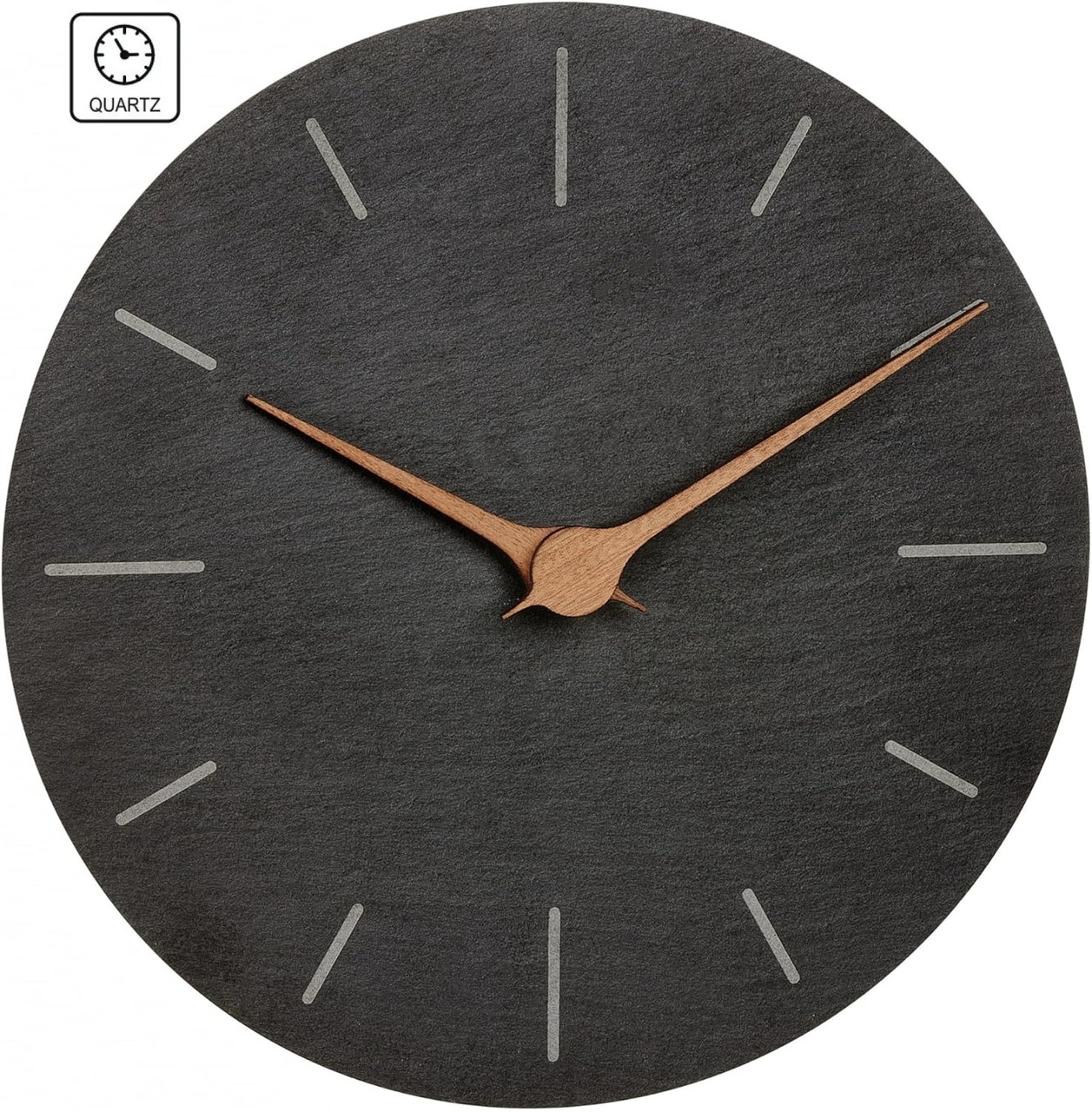 Настінний кварцовий годинник TFA 60306810 | Безшумний механізм, стильний металевий корпус, дерев'яні стрілки