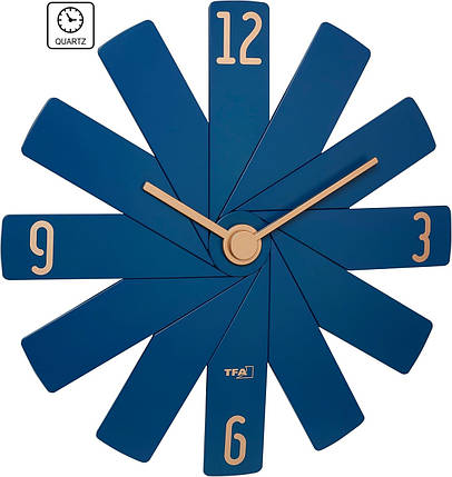 Кварцовий настінний годинник TFA Clock In The Box 60.3020.06 (Blue) | Безшумний механізм, стильний дизайн, розбірний корпус, фото 1