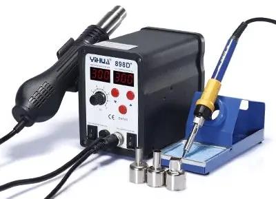 Паяльна станція 2в1 YIHUA 898D+ (паяльник +турбінний фен), 2 дисплеї