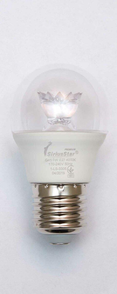 Світлодіодна лампа SIRIUSSTAR 3305 G45 crystal 6W-4000K-E27