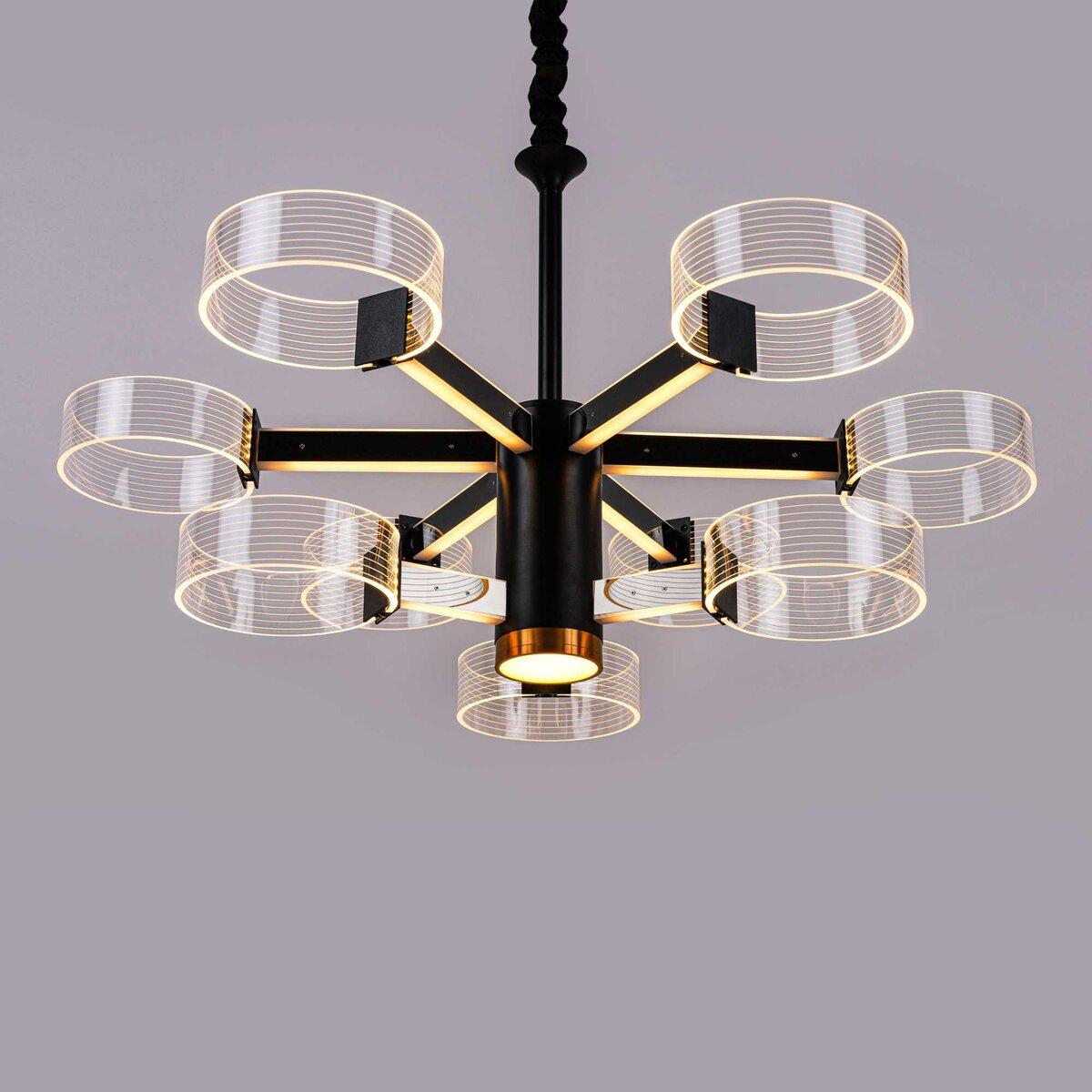 Люстра світлодіодна акрилова Sirius N 3705-6 3 BLACK GD 98W