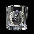 Набір келихів для віскі серії "Рибалка" з декоративними накладками зі срібла, золота, платини, фото 2