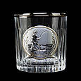 Набір келихів для віскі серії "Рибалка" з декоративними накладками зі срібла, золота, платини, фото 3