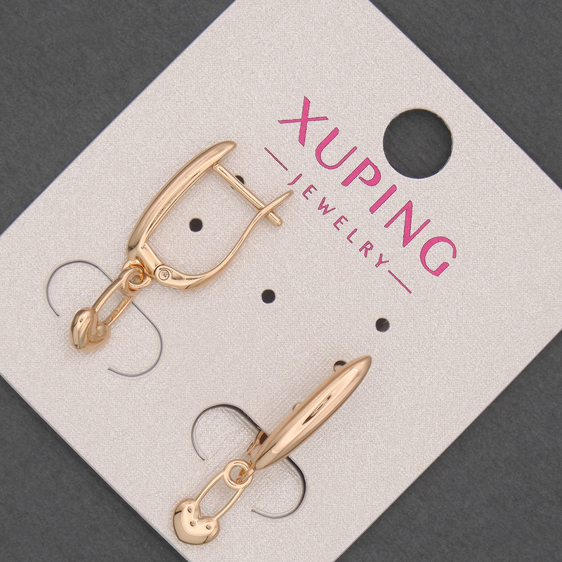 Сережки Xuping d-5мм + - L-24мм + - позолота 18к