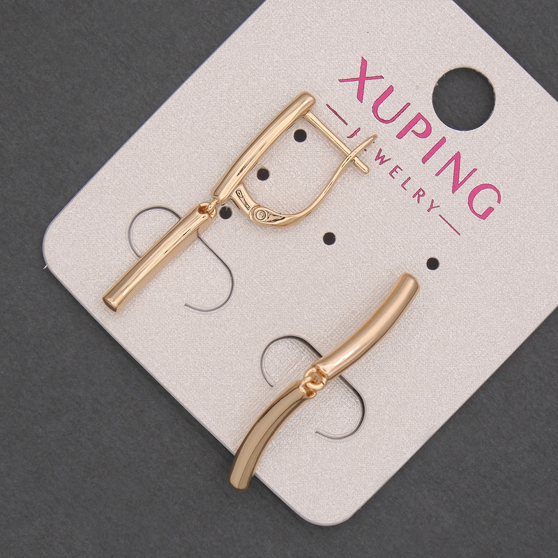 Сережки Xuping d-3мм + - L-27мм + - позолота 18к