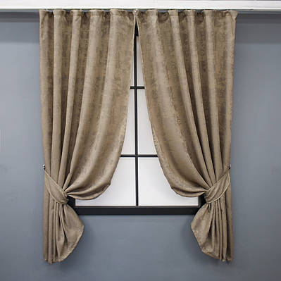 Комплект (2шт. 1,3х1,7м.) коротких штор із жакарда колекція "Sultan", Туреччина. Колір карамельний. Код 873ш 35-0296