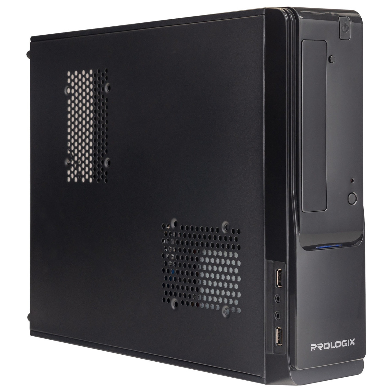 Корпус Prologix E100 Slim 400W 8cm, 2хUSB2.0, Black Black DS