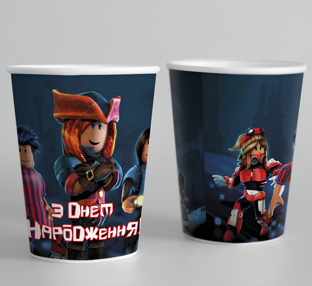 Стаканчики паперові одноразові Роблокс З Днем Народження