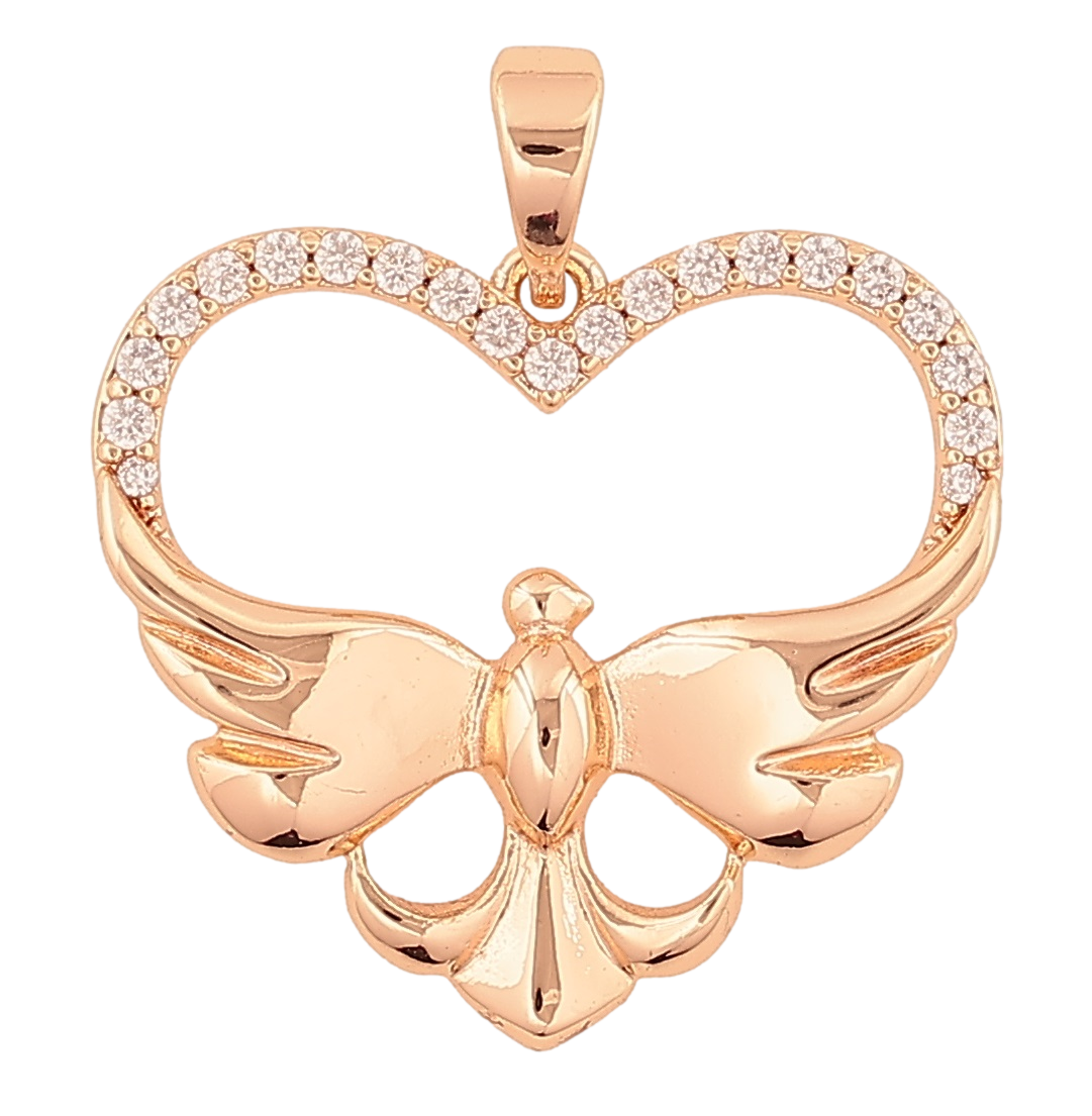 Кулон Xuping M&L Колір 18K "Сердечко з птахом» для ланцюжка до 5мм, фото 1