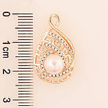 Кулон Xuping M&L Колір 18K "Грецький орнамент з кристалами та перлиною» для ланцюжка до 2мм, фото 2