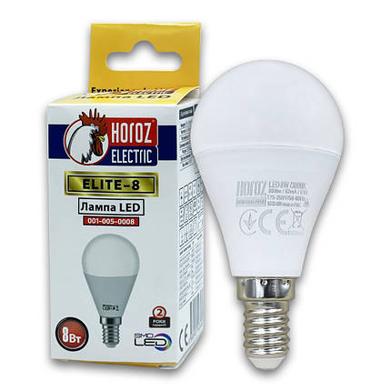 Світлодіодна LED лампа Horoz кулька ELITE-8 8W E14 3000K 001-005-0008-020, фото 1