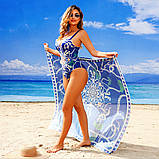 Купальник суцільний суцільний синій з візерунком + парео M 44, фото 6