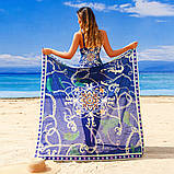 Купальник суцільний суцільний синій з візерунком + парео M 44, фото 7