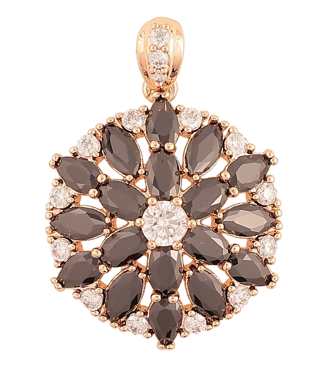 Кулон Xuping M&L Колір 18K "Квітка з чорно-білих кристалів» для ланцюжка до 4мм, фото 1